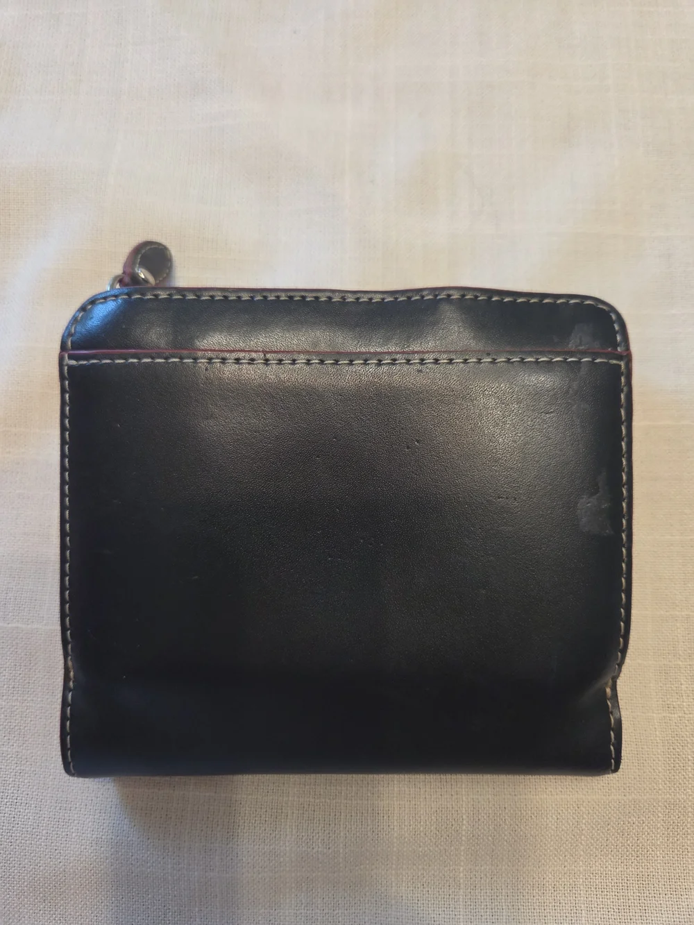 Lodis Black Leather Bi-Fold Wallet with Red Trim